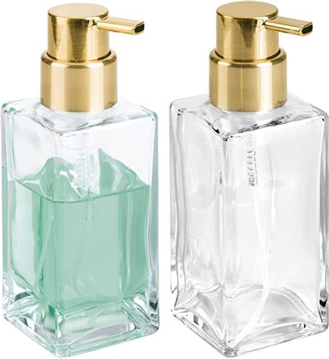 Mdesign Glass Refillable Foaming Hand Soap Dispenser Modern Square Pump Bottle For Bathroom