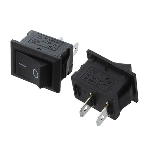 10 Pcs SPST Mini Black 2 Pin Rocker Switch AC 125V 10A 250V 6A Shopee