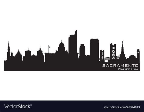 Sacramento california city skyline silhouette Vector Image