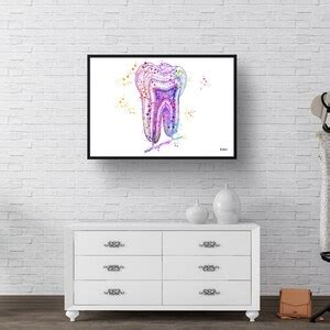 Tooth Structure Watercolour Print Tooth Cross Section Anatomy Dental