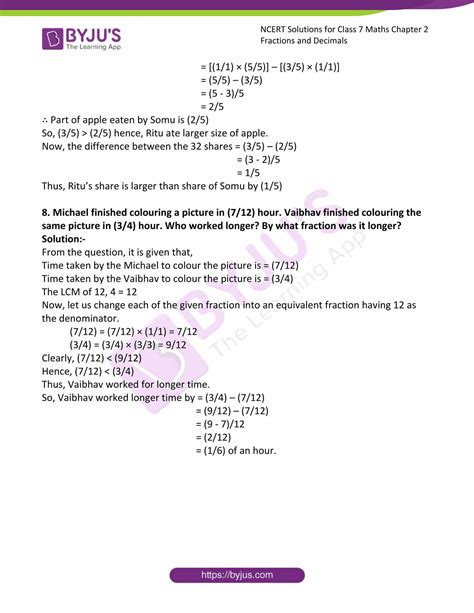 Ncert Solutions For Class Maths Exercise Chapter Fractions And