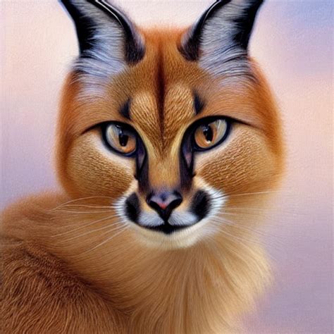 KREA AI Fullbody Portrait Of Cute Fluffy Caracal With Laur