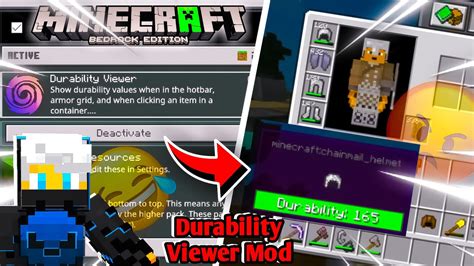 Durability Viewer Modfor Minecraft Bedrock Edition Youtube