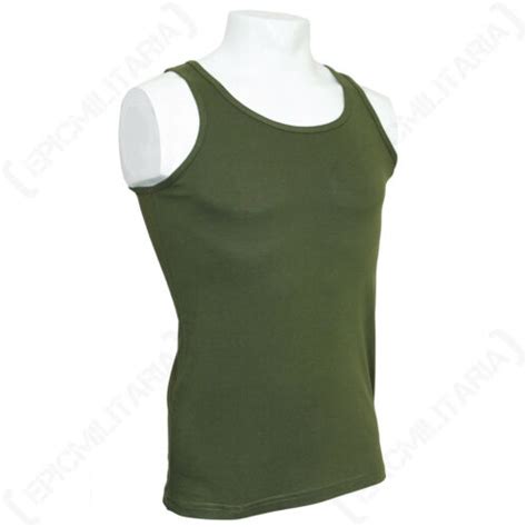 Olive Green Army Tank Top Military Vest Mens 100 Cotton Vietnam Ww2