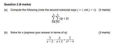 Solved A Compute The Following Note The Second Subscript Chegg