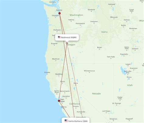 All Flight Routes From Redmond To Santa Barbara Rdm To Sba Flight Routes