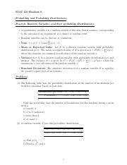 Handout 9 Discrete Distributions Pdf STAT 100 Handout 9 Probability