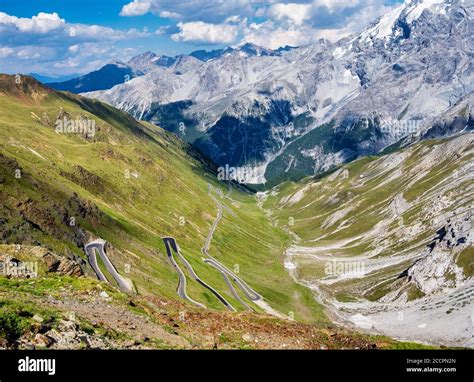 Italy Stelvio National Park Famous Road To Stelvio Pass In Ortler