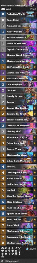 Renathal Reno Priest Legend Score Hearthstone Wild Decks