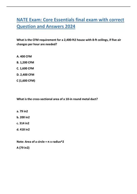 Nate Exam Core Essentials Final Exam With Correct Question And Answers