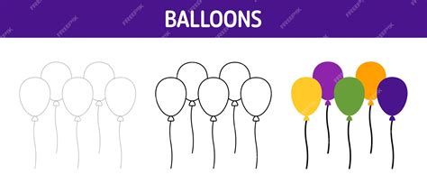 Premium Vector Balloons Tracing And Coloring Worksheet For Kids