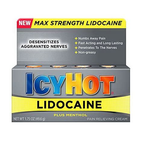 Icy Hot Lidocaine Plus Menthol Pain Relieving Cream Max Strength 175