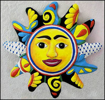 Celestial Sun and Moon Designs in Hand Painted Metal - Metal wall art ...