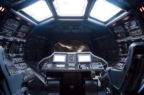 Premium AI Image | 3d Realistic Spaceship Interior Background