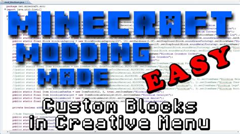 Minecraft Modding Made Easy Custom Blocks In Creative Menu Hd Youtube