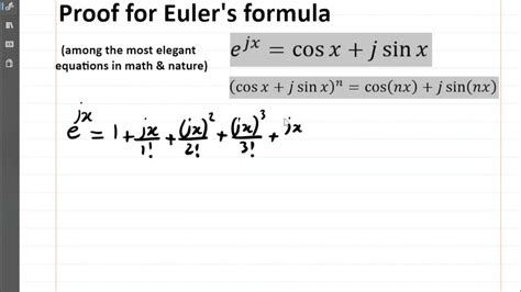 Simple Proof For Euler Formula E Jx Cos X Jsin X Youtube