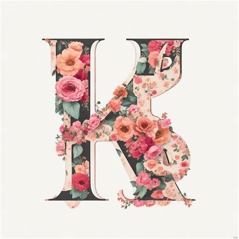 Premium Photo Floral Alphabet Letter K With Watercolor Flowers And