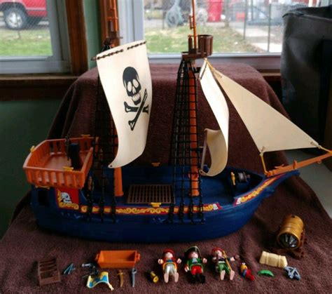 Vintage Old Playmobil Pirate Ship Geobra