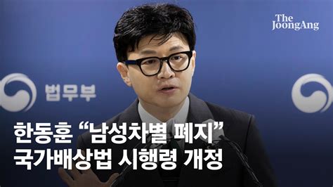 한동훈 사망시 여성보다 배상금 적어병역대상 남성 차별 폐지 Youtube