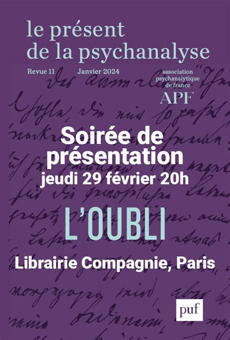 Présentation du n11 du Présent de la psychanalyse Loubli à la