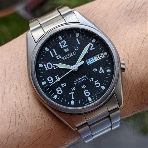 Seiko SNX427 Vintage Military Field Watch Black Dial Predecessor To