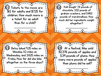 Adding And Subtracting Decimals Task Cards By Shelly Rees Tpt