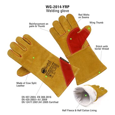 Welding Gloves Heat Resistant Kevlar® Stitched Cow Split Leather