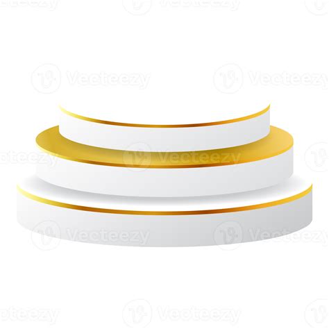 White And Gold 3D Podium Perfect For Product Display Layout And