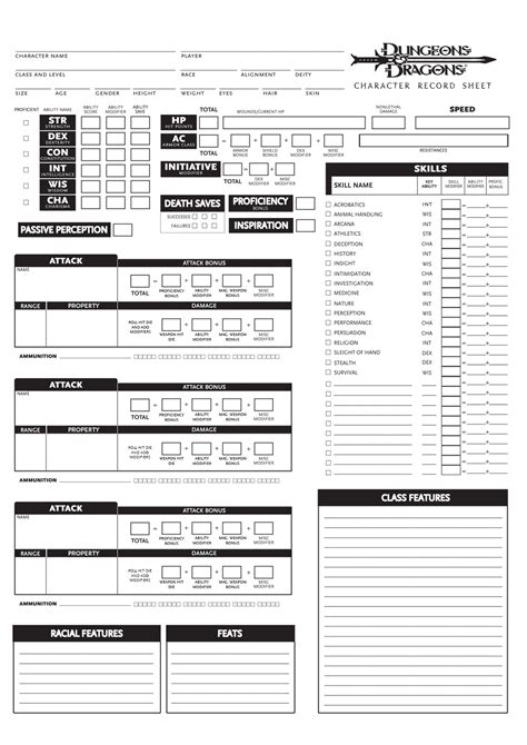 Dnd 5e Character Sheet Fillable