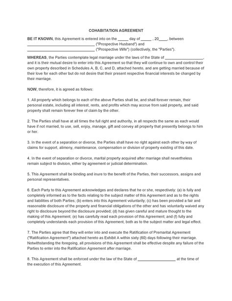 Cohabitation Agreement 30 Free Templates And Forms ᐅ Templatelab