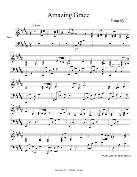 Piano Amazing Grace Piano Hymns Sheet Music Pdf By Pianosify Sheet Music For Piano Solo At