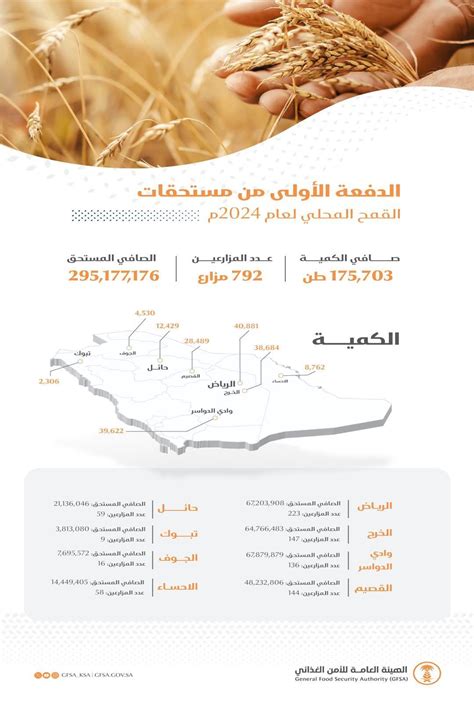 عام الأمن الغذائي يصرف 295 مليون ريال مستحقات الدفعة الأولى