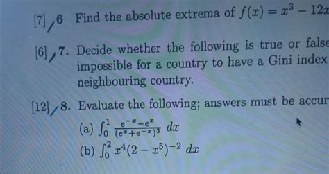 Solved Find The Absolute Extrema Of F X X X Chegg