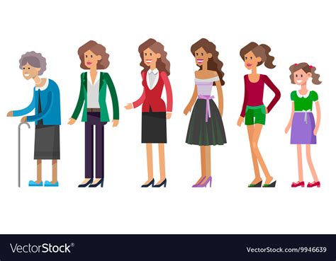 Generations Woman All Age Categories Royalty Free Vector