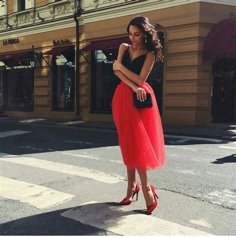 Fashion Glamour Style Luxury Red Tutu Dress Dress Up Slip Dress Mode