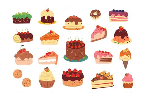 Premium Vector Cartoon Dessert Sticker Set