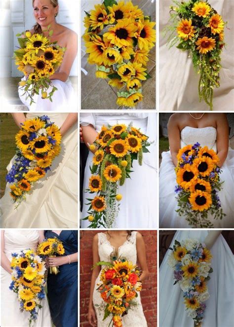 Cascading Sunflower Bouquets Sunflower Wedding Sunflower Wedding Bouquet Sunflower Bouquets