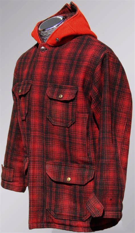 Vintage S Woolrich Hunting Jacket S Red Black Plaid Wool