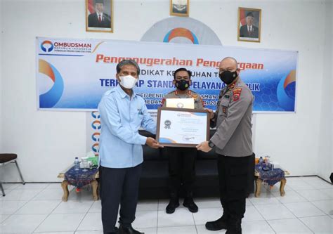 Raih Kepatuhan Tinggi Pelayanan Publik Ombudsman Apresiasi Polres