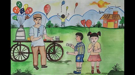 How To Draw Balloon Seller Memory Drawing L Balloon Seller Watercolor