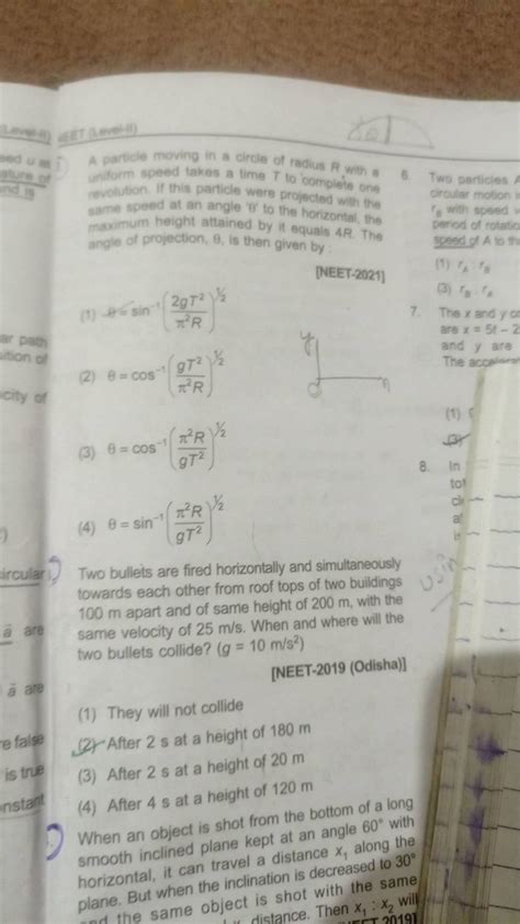 A Particle Moving In A Circle Of Radius R With A Uniform Speed Takes A Li