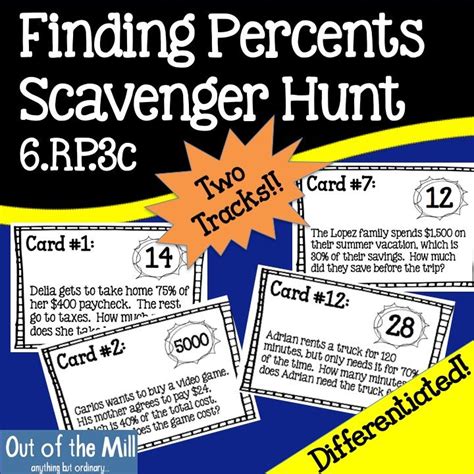 6 RP 3c Finding Percents Scavenger Hunt Writing Expressions