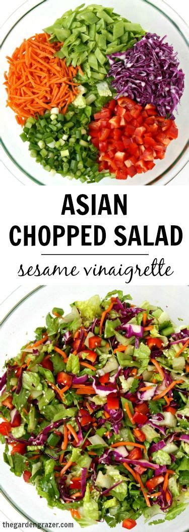 So Good Asian Chopped Salad With Easy Sesame Vinaigrette Add Slivered Almonds For The Perfect