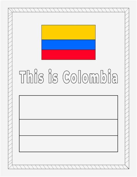 Dibujo De Bandera Nacional De Colombia Para Colorear Vector Premium