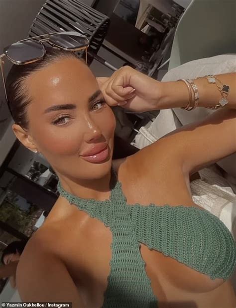 Yazmin Oukhellou Puts On A Very Busty Display In A Khaki Bikini As She