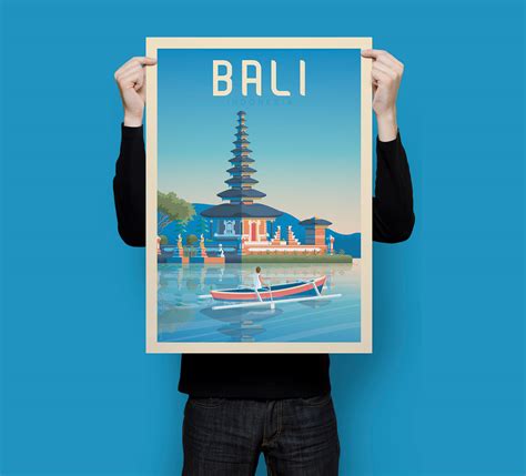 Bali Indonesia Retro Travel Poster City Illustration On Behance