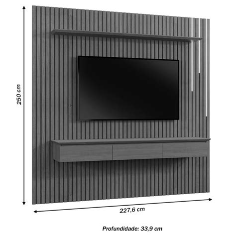 Painel para TV Até 75 Polegadas Paris 3 Gavetas Led Cascata