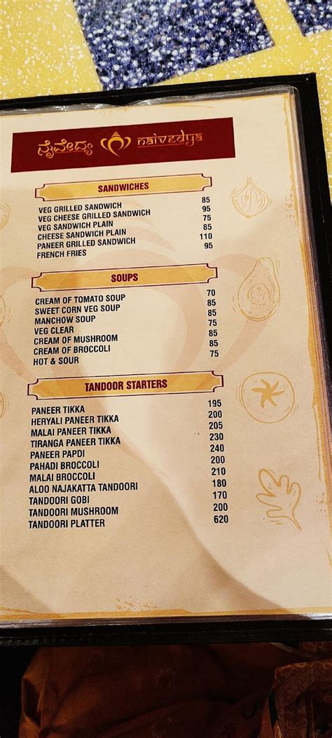 Menu At Naivedya Pure Veg Bengaluru