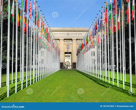 The United Nation, UN, Headquarters in Geneva, Switzerland. Editorial ...