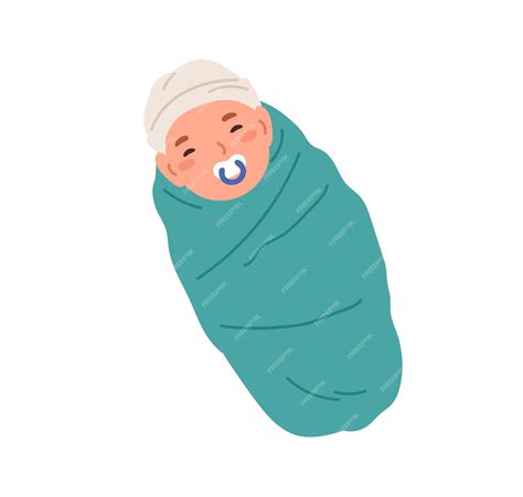 Premium Vector Newborn Baby Wrapped In Blanket Sleeping Infant